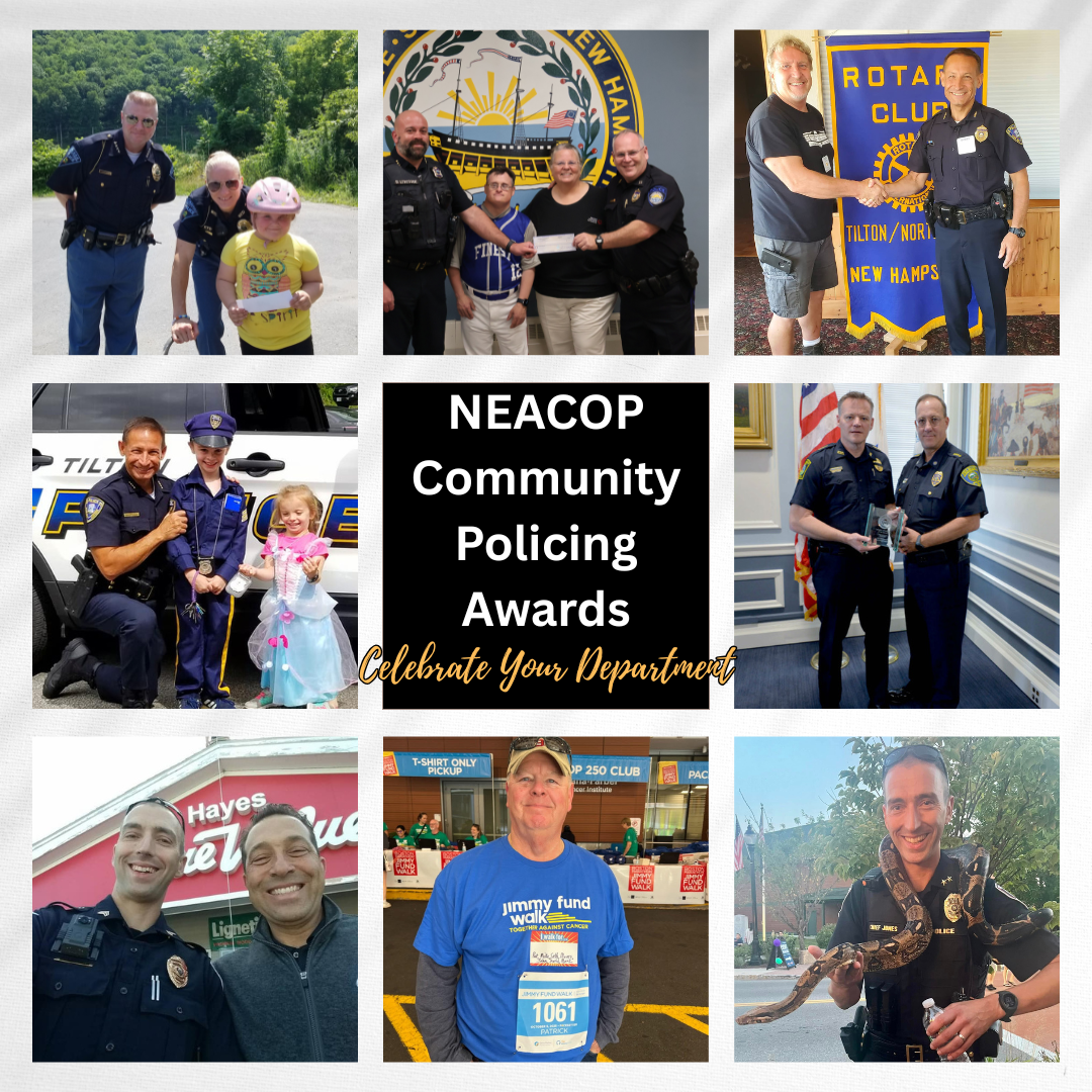 collage of pictures of police officers in the community